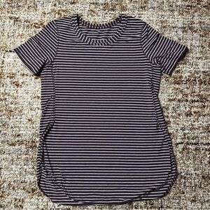 Lululemon Purple/White Horizontal Stripes Top